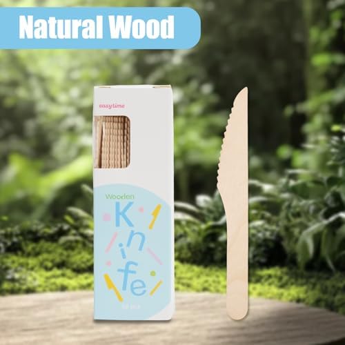 Disposable Wooden Knives, 150Pcs 6.5" Wooden Cutlery Knive Disposable Knives Compostable Utensils for Party, Camping, Traveling, Family Dinners, 3 Boxes of 50Pcs - Image 5