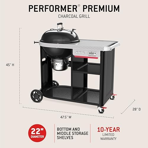 Weber® Performer™ 22‑Inch Premium Charcoal Grill for Outdoor Cooking, Black - Image 4