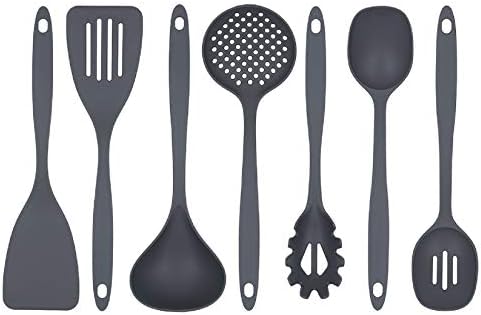 Glad Cooking Kitchen Utensils Set – 7 Pieces, Nylon Tools for Nonstick Cookware, Gray by GladTrashFoodStorage