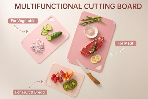 THETCHRY Plastic Cutting Board Set of 3, Pink Cutting Board for Kitchen - Image 6