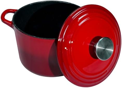 Flavehc Dutch Oven Pot with Lid 1.8 Qt Cast Iron Dutch Oven for Bread Baking, Red Enameled Cast Iron Rice Pot, Small Deep Dutch Oven for Rice, Beans & Side Dishes - Image 5