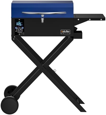 ONLYFIRE GRILLS BBQ Wood Pellet Grill Smoker with Foldable Cart, Blue GS342 - Image 2