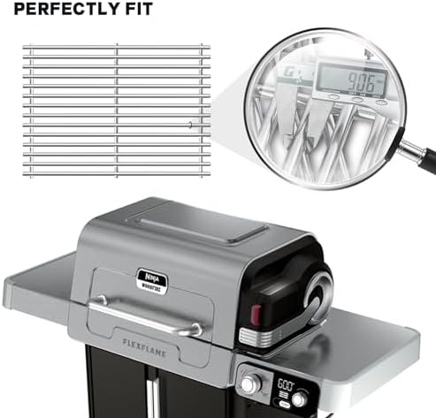 SUS304 9MM Stainless Steel Grill Grates for Ninja FlexFlame PG300 Series,XSKGRILLGRATE Upgrades Premium Grill Grates Durable,Easy to Clean,Heat Retaining,Upgrade for FlexFlame Grill Accessory,Set of 2 - Image 2