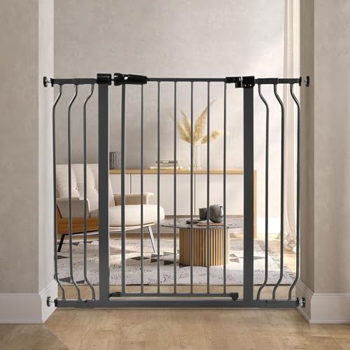 BalanceFrom 29.1-43.3" Easy Walk-Thru Baby and Pet Safety Gate with Hold-Open and Auto-Close – Adjustable Steel Barrier for Stairs, Doorways, and Hallways, No Drilling Installation by BFFITNESS