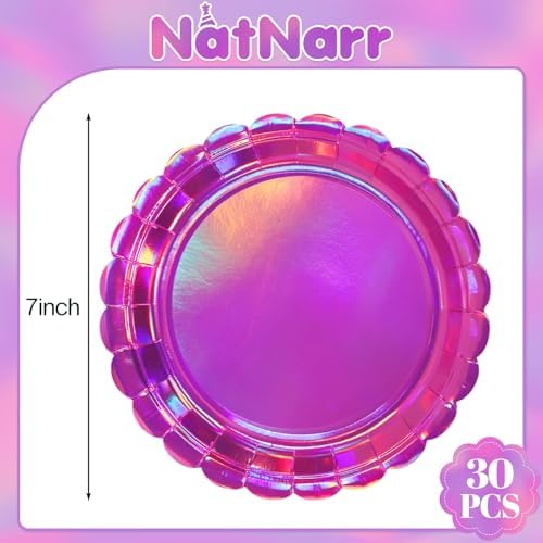 NatNarr 30 Pk Iridescent Pink Plates 7" Halloween Dessert Cake Plates - Image 2