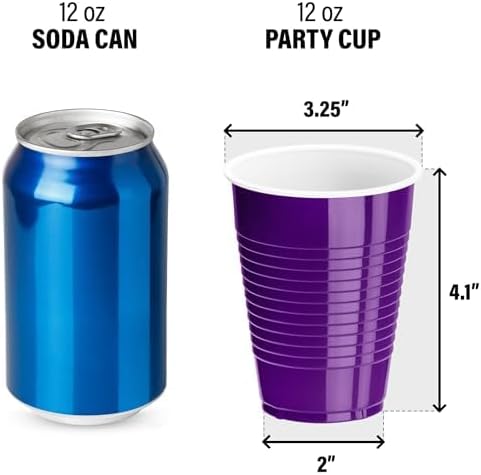 DecorRack 20 Party Cups 12 oz Disposable Plastic Cups for Birthday Party Bachelorette Camping Indoor Outdoor Events Beverage Drinking Cups (Purple, 20) - Image 3