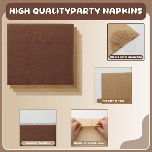 FoldTier 96 Pcs Brown Gradient Disposable Party Dinnerware for 24 Guests - Image 4