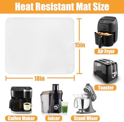 TOHONFOO Heat Resistant Mats for Countertop & Air Fryer, 18x15 in, White - Image 2
