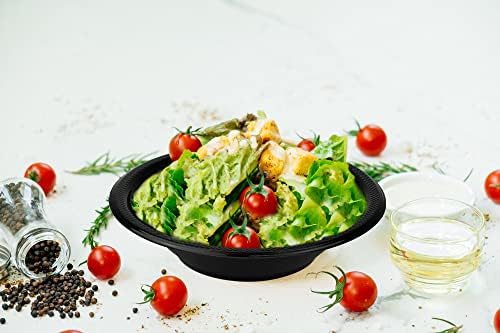 DecorRack 24 Black Plastic Bowls, 7 in Disposable 12 oz Bowl - Image 3