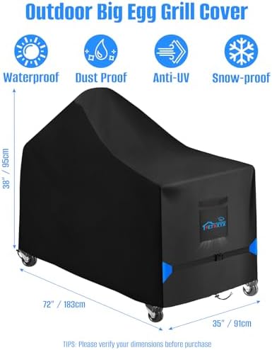 72 Inch Grill Cover for Kamado Ceramic Grills Heavy-Duty 600D - Image 2