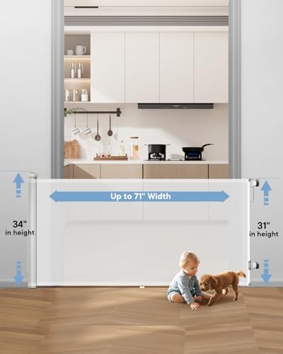 Extra Wide Retractable Baby Gate 71" Wide Fits Large Opening White - Image 2