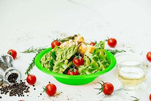 DecorRack 24 Lime Green Plastic Bowls, 7 in Disposable 12 oz Bowl - Image 4