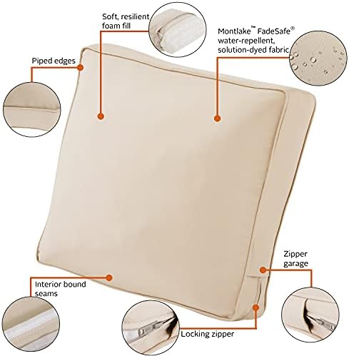 Classic Accessories Montlake FadeSafe Patio Lounge Chair/LoveSeat Back Cushion, 25 x 18 x 4 Inch, Antique Beige, Patio Furniture Cushions - Image 3