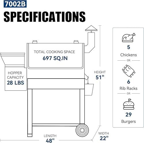Z GRILLS ZPG-7002B Newly Upgrade Wood Pellet Grill & Smoker, 8 in 1 BBQ Grill Auto Temperature Controls, inch Cooking Area, 700 sq in Black - Image 2