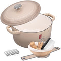 VORRINGARD Enameled Cast Iron Dutch Oven Pot with Lid, for Bread Baking, Round Bread Oven- include Sourdough Bread Baking Supplies Set, 6QT, Latte by Unknown