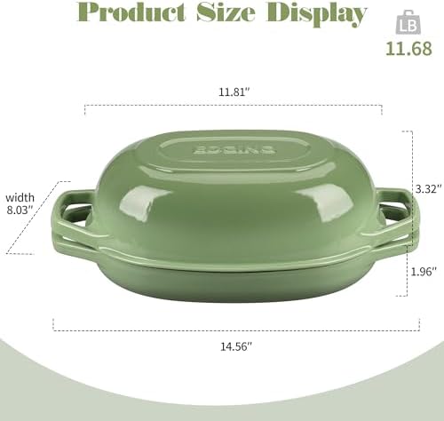 EDGING CASTING Enameled Cast Iron Oval Dutch Oven Pot with Lid, Dutch Oven for Sourdough Bread Baking, Bread Oven, Bread Dutch Oven, Oval Bread Pan, 5qt, Pistachio Green - Image 2