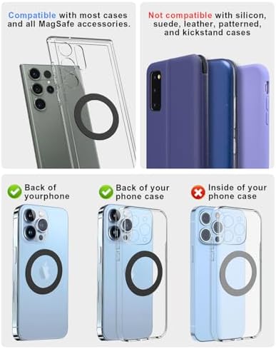 Magnetic Adapter Rings 2PCS Compatible for Magsafe,for Kindle Pop Socket Magnetic,for Magsafe Accessories & Wireless Charging for iPhone 17/Air/16/15/14/13 Mini Plus Pro Max/Pixel 8/ S24 Ultra/ S23 - Image 6