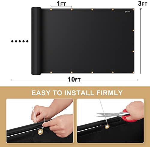 FLASLD Fireproof Deck Fence Cover and Screen Protect Deck Railing from Grill Heat, Balcony Fence Privacy Screen, Outdoor Fencing Screen UV Protection Weather-Resistant (3'x10') - Image 4