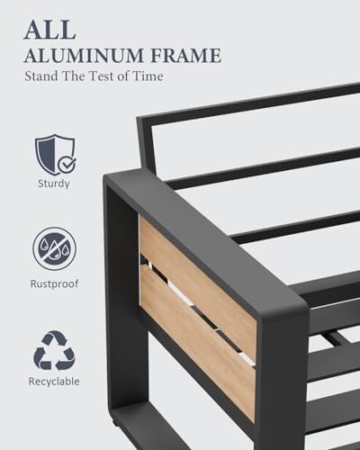 ZANDOR Aluminum Outdoor Patio Furniture-1 Pcs 3-Seat,Dark Gray - Image 5