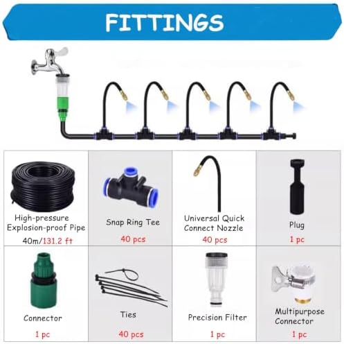 Adjustable 164ft Outdoor Water Mister Kit - Efficient Patio Mist System for Cooling, Garden Irrigation & Summer Relief - Easy Installation & Water-Saving Solution - Image 7