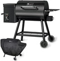 KingChii Electric Wood Pellet Grill & Smoker with Side Shelf, 456 SQ.IN Grill Capacity, with PID Temperature Control (180-425°F) for Backyard Camping Bake and Roast, Black with Cover by KingChii