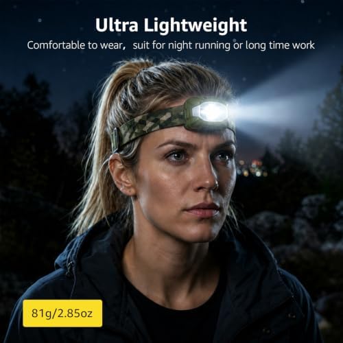 Lepro LED Headlamp Rechargeable IPX4 Waterproof Headlight 5 Modes - Green - Image 5