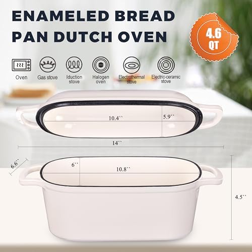 Oval Enameled Cast Iron Dutch Oven for Sourdough Bread Baking - Image 2