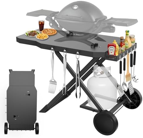 Grill Cart for Weber Q1200 Q1000 Q2200 Q2400, Portable Grill Stand by Broil-X