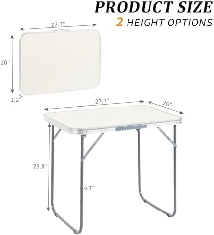 2.0 Ft Folding Portable Camping Table White - Image 3
