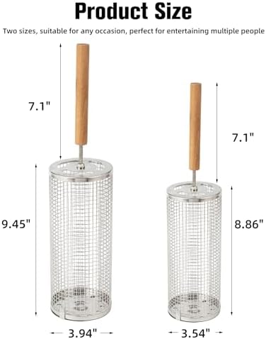 Rolling Grill Baskets (2PCS), Stainless Steel Grill Basket,Dishwasher Safe BBQ Grill Accessories Portable Grill Baskets for Outdoor Grill for Fish, Shrimp,Meat,Vegetables,Fries Outdoor Cooking Camping - Image 5