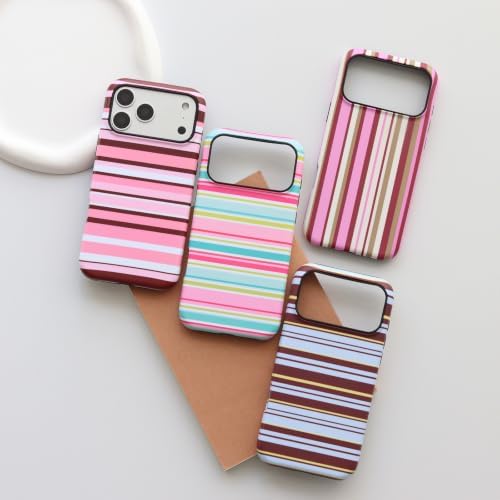 for iPhone 17 Pro Max Case, Magnetic Matte Frosted Dual-Layer Striped Phone Case for Women, Retro Aesthetic Cover Compatible with Mag Safe Accessories - Guava Lime - Image 5