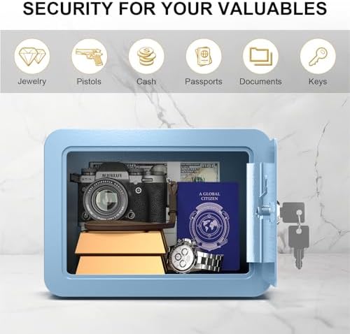 Marcree Mini Safe Box, 0.23 Cub Home Safes for Kids, Blue Small Safe - Image 5