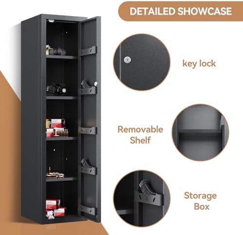 KAER Gun Safe, 59-Inch Tall Gun Cabinet, Home Safe, Large Safe for Home Use, Quick Access, with Drawers and Removable Shelves - Image 3