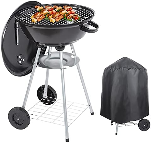 Charcoal Grill 18 inch Barbecue Grill with Waterproof Grill Cover for Outdoor Courtyard Picnic Camping Tailgating BBQ Kettle by LeFroom