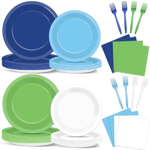 96PCS Golf Party Decorations Blue and Green Plates and Napkins Disposable Hole in One Golf Theme Tableware Dinnerware Set for Birthday Baby Shower Graduation Retirement Party Supplies Serves 24 Guests by Oitnlaughter