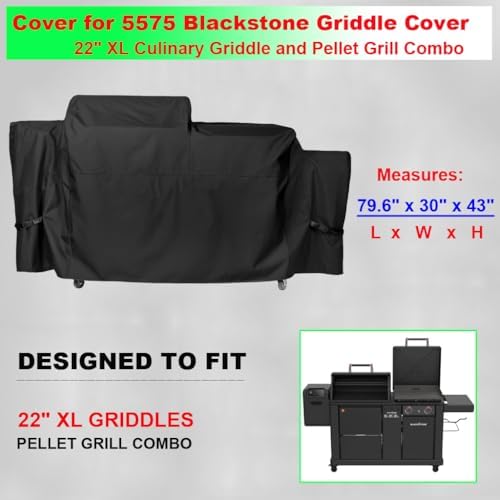 Grill Cover for Blackstone 22" XL 2022 Griddle and Pellet Grill Combo, 600D Heavy Duty Waterproof 5575 Griddle Cover for Black Stone Culinary Griddle Grill Combo Black - Image 2