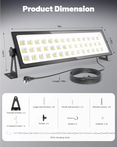 2 Pack Linkable LED Shop Lights, 100W 15000LM Garage Light 6000K - Image 6