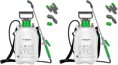 VIVOSUN 1 Gal/4L Pump Sprayer, Garden Water Sprayer for Plants, Weeds & Lawn Care, with 3 Nozzles, 50'' Long Hose & Pressure Relief Valve (Pack of 2) by VIVOSUN
