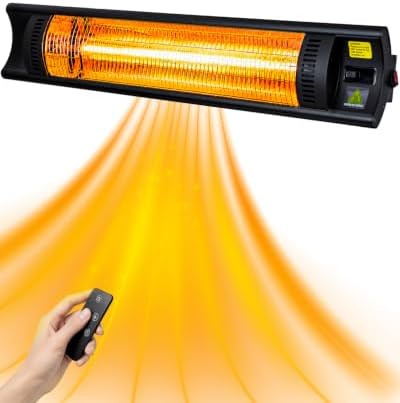 Hykolity 1500W Infrared Wall Mount Heater 35.5'', Electric Patio Heater with IP55 Waterproof, Remote Control, 24H Timer Ideal for Indoor &Outdoor Patio, Restaurant, Backyard, Garage,Living room by hykolity