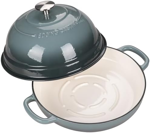 EDGING CASTING Enameled Cast Iron Dutch Oven Pot with Lid, Round Bread Oven for Homemade Sourdough Bread Baking, 6 Quart, Slateblue - Image 5