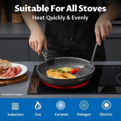 BEZIA Induction Cookware Set 10 Pieces, Nonstick Pots and Pans Set with Removable Handles, for All Hobs, Stackable Design, Dishwasher/Oven Safe, PFAS Free - Image 6