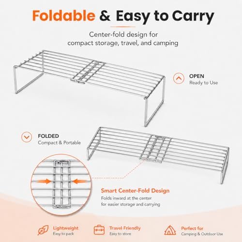 Hisencn 19.8 Inch Foldable Warming Rack for Small Gas Grills - Image 4