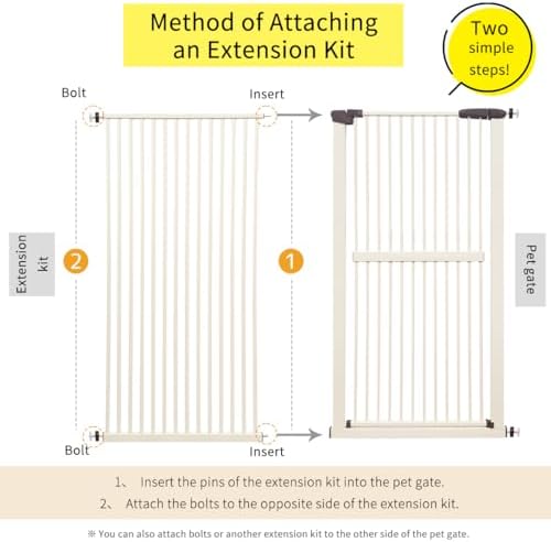 Lumizone 61.02" Extra Tall Pet Gate Extension Kit 29.17" Wide Cream - Image 3