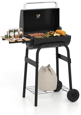 Happygrill Barrel Charcoal Grill with Foldable Side Table & 2 Wheels by HAPPYGRILL