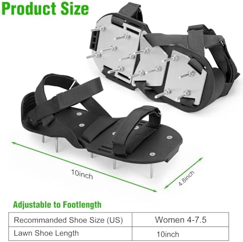 Lawn Aerator Shoes for Grass - Pre-Assembled Grass Aerator Shoes for Lawn - Soil Yard Aerator Tool for Aerating Patio Garden, Black, Small Size - Image 2