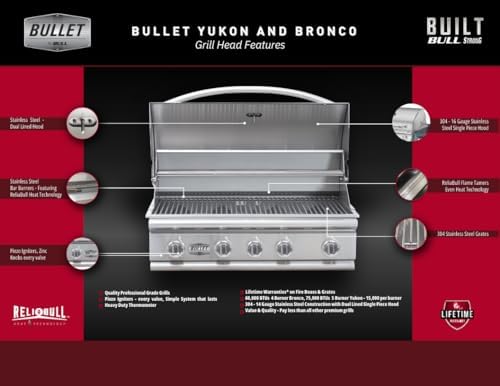 Bullet by Bull Stainless Steel Outdoor Kitchen Grill Set - Built-In Liquid Propane Grill -BBQ Kitchen Island Bundle - Includes 5 Burner Grill, Double Access Door & Double Storage Drawer - Image 4