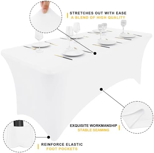 Smiry 2 Pack Spandex Table Cloth 36x36in, Elastic Fitted White Tablecloth - Image 2