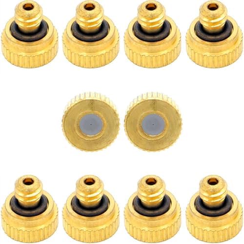10Pcs Brass Misting Nozzle - 0.004" Orifice (0.1mm) Dia 10/24 UNC Replacement Heads for Outdoor Cooling System (0.1mm) by ZXUEZHENG