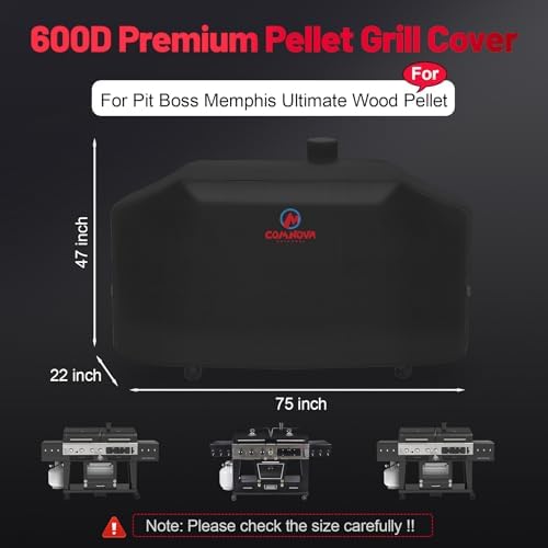 Comnova Grill Cover for Pit Boss Memphis Ultimate - 600D Wood Pellet Smoker Cover for Pitboss, 75 Inch Pellet Cover for Pit Boss Memphis Ultimate and Smoke Hollow 4 in 1 Gas Charcoal Combo Grill - Image 2