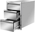 Outdoor Kitchen Drawers, 14Wx21Hx23D Inch Stainless Steel Triple Access Drawer with Hidden Handle, Flush Mount BBQ Drawers for Outdoor Kitchen, Patio Grill Station by OUKIDR